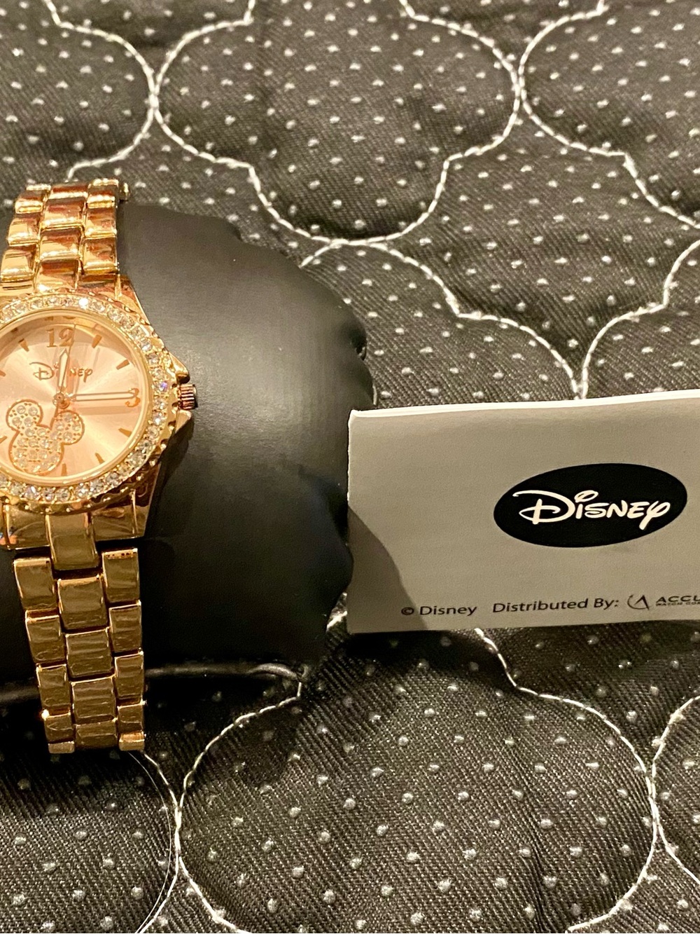 Disney Rose Gold Tone Women's Bracelet Watch with Crystal Mickey Accent